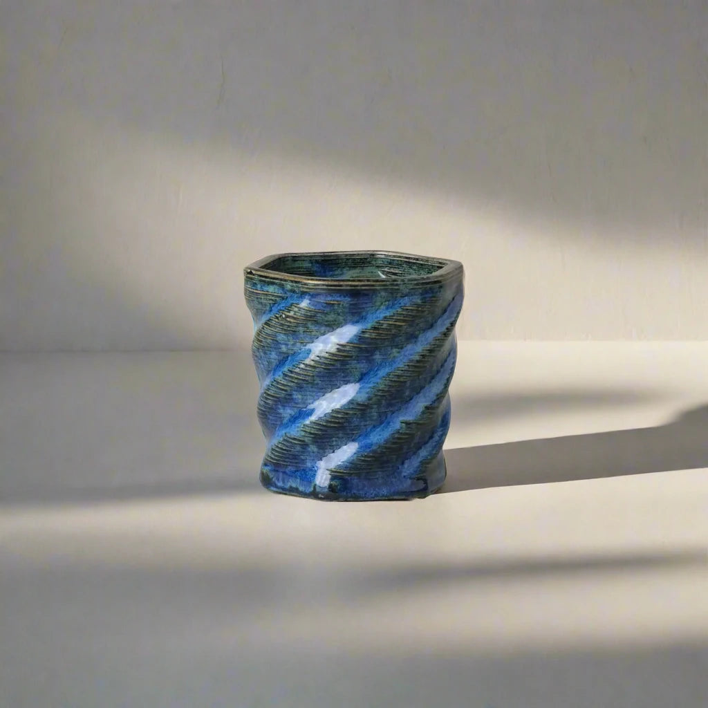 blue Ceramic Planter 3D printed front view #color_sapphire blue