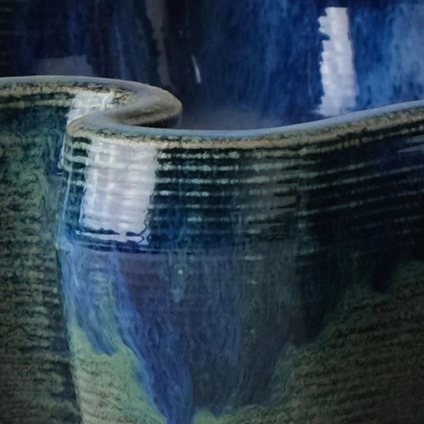 Round blue Ceramic Fruit Tray 3D printed texture #color_sapphire blue