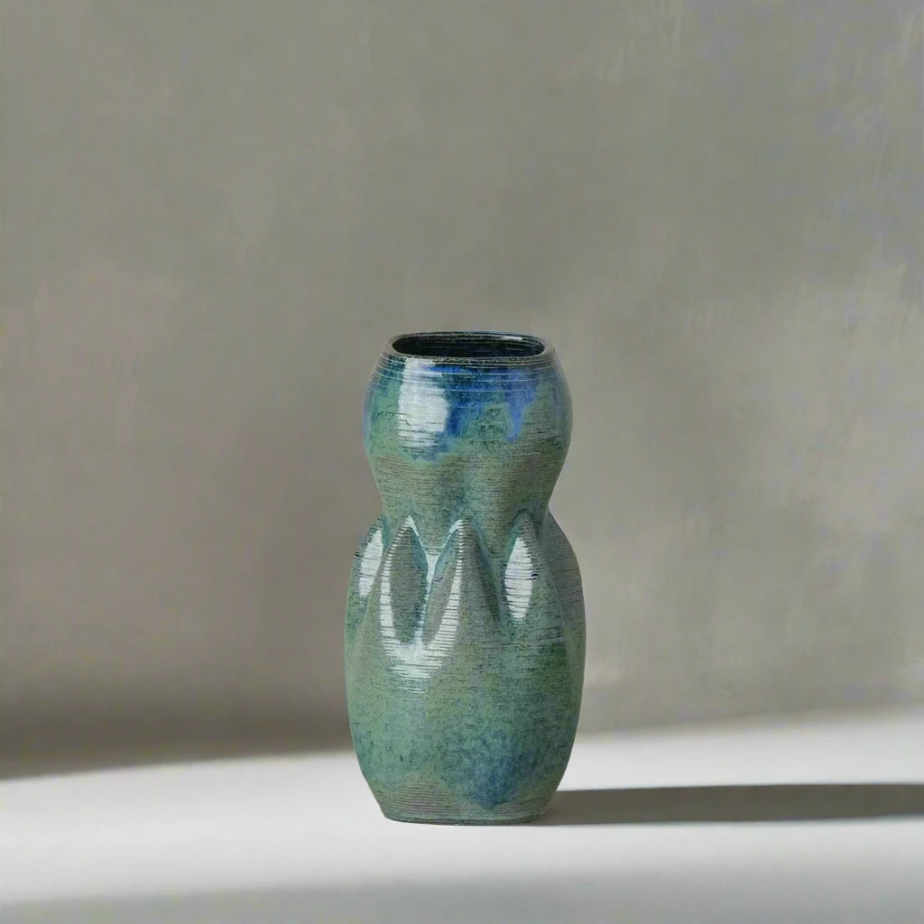 blue Ceramic Flower Vase 3D printed front view #color_sapphire blue