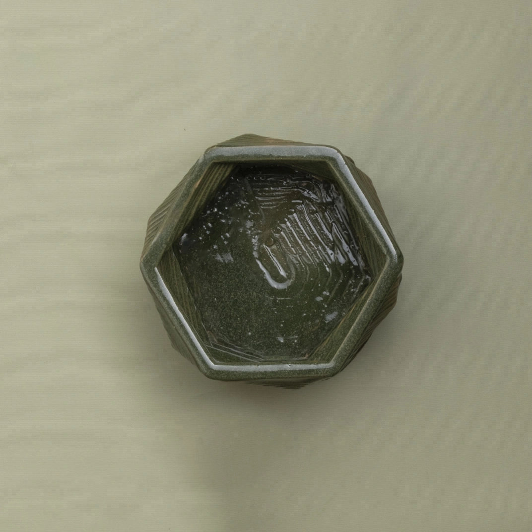 green Ceramic Planter 3D printed top view #color_olive green