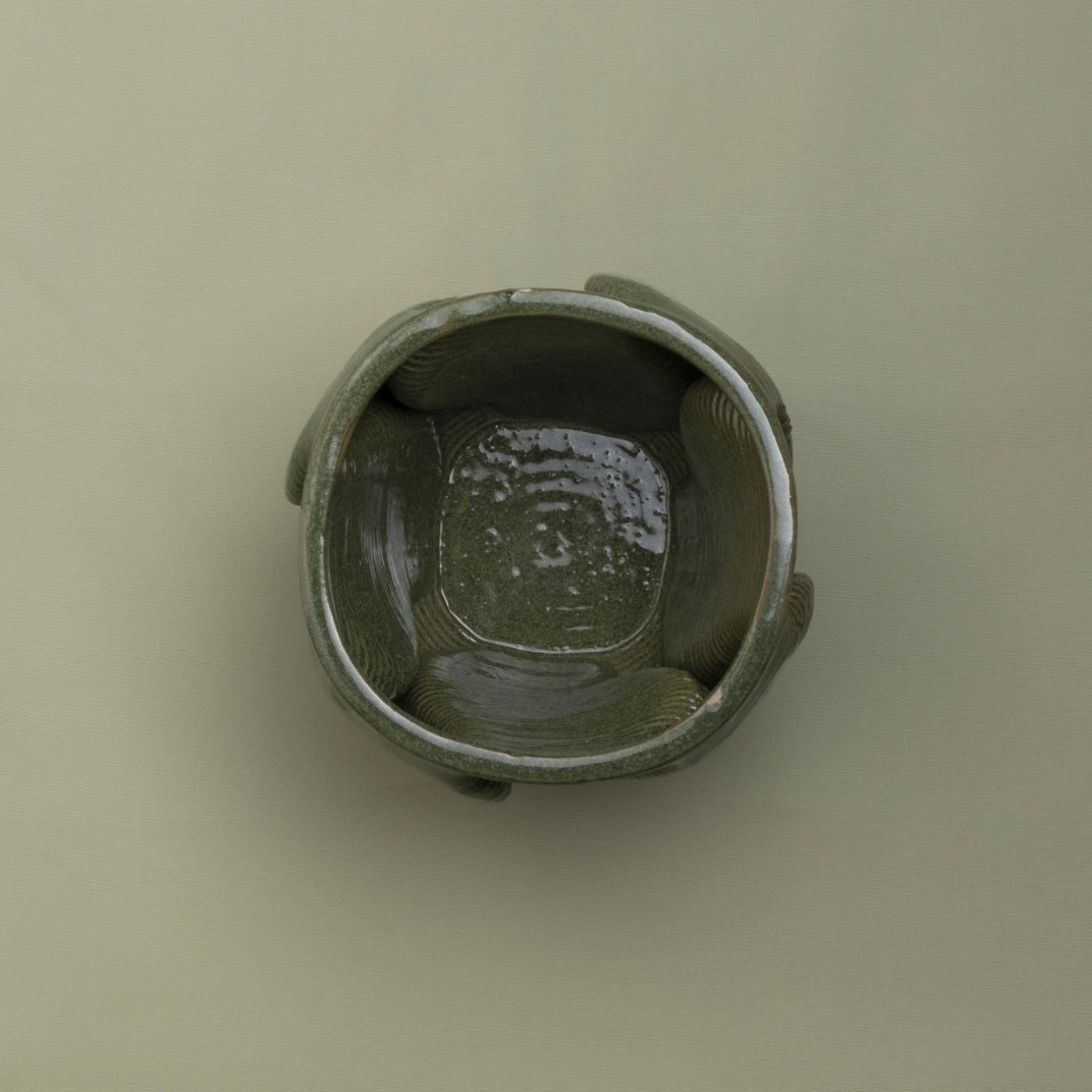 green Ceramic Planter 3D printed top view #color_olive green