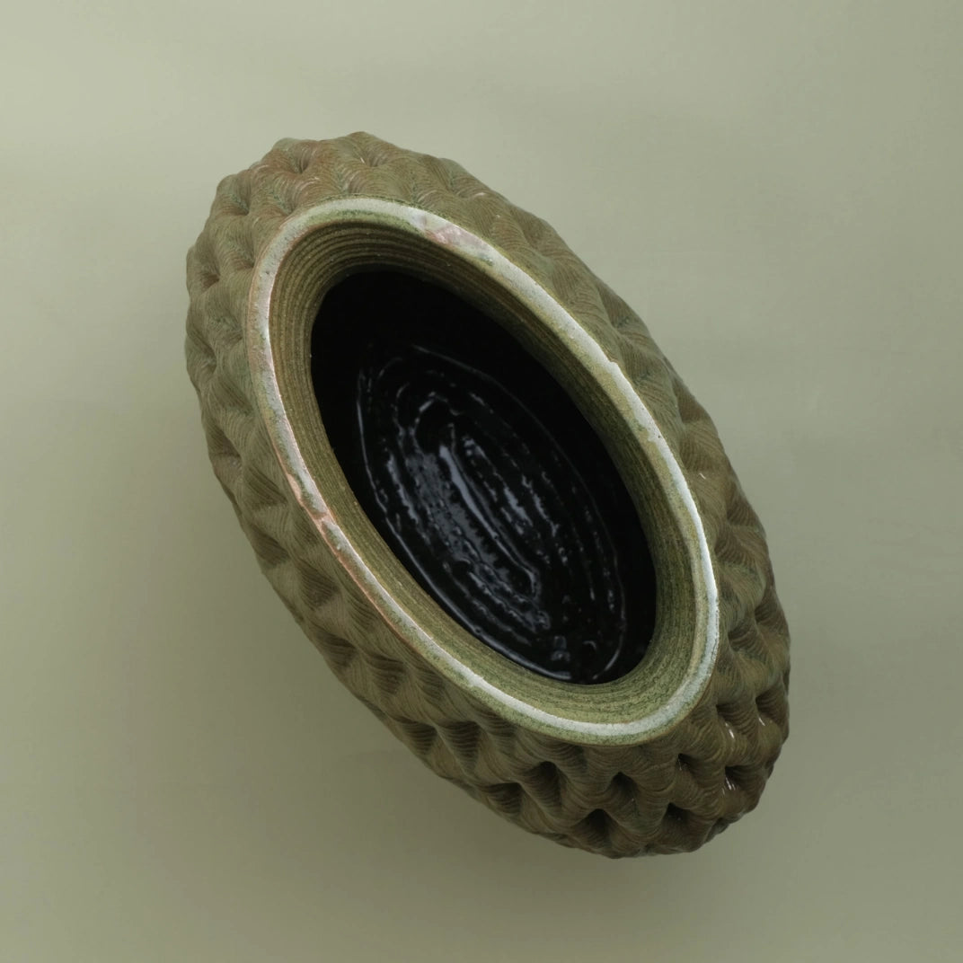 green Ceramic Table Vase 3D printed top view #color_olive green
