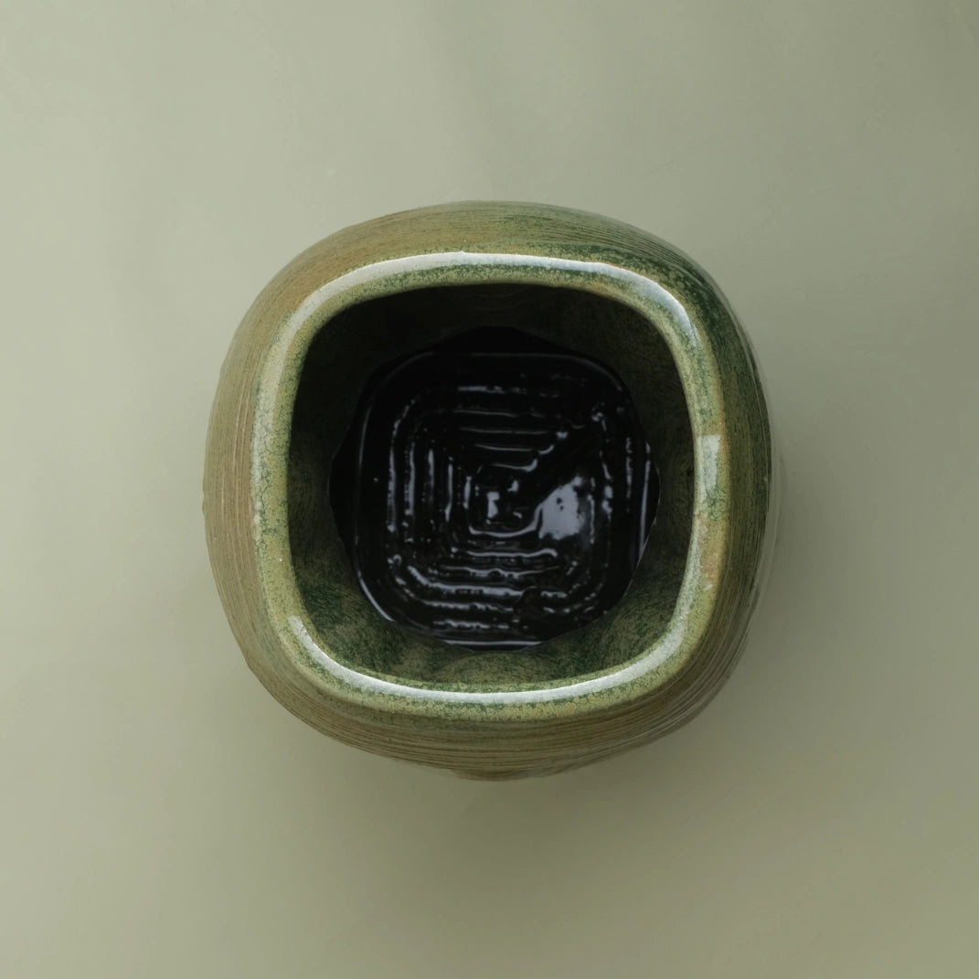green Ceramic sculpture 3D printed top view #color_olive green