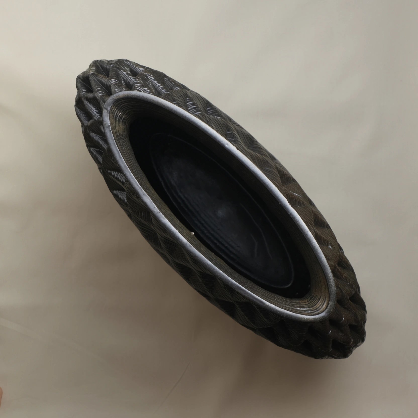 Large black Ceramic Table Vase 3D printed top view #color_black