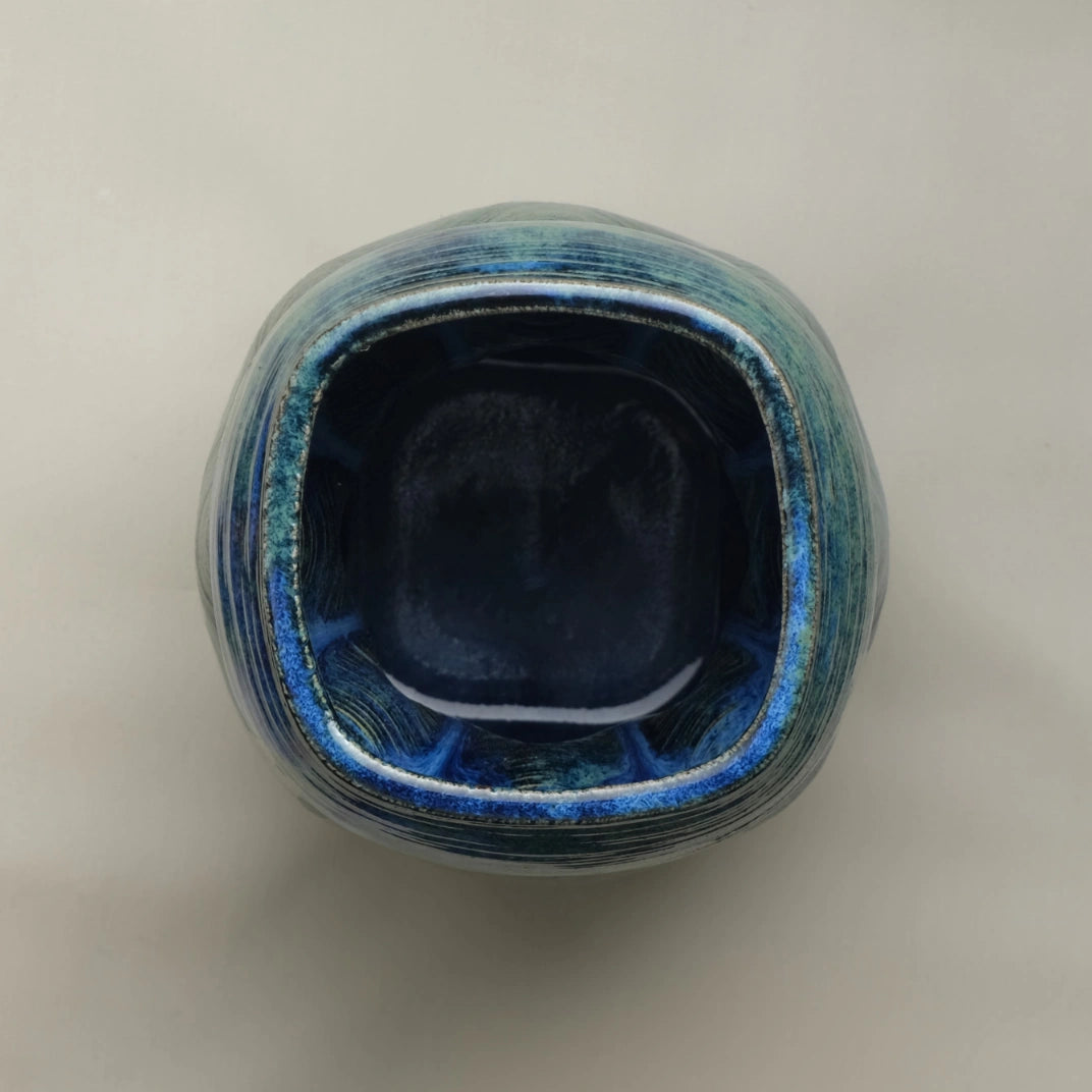 blue Ceramic Flower Vase 3D printed top view #color_sapphire blue