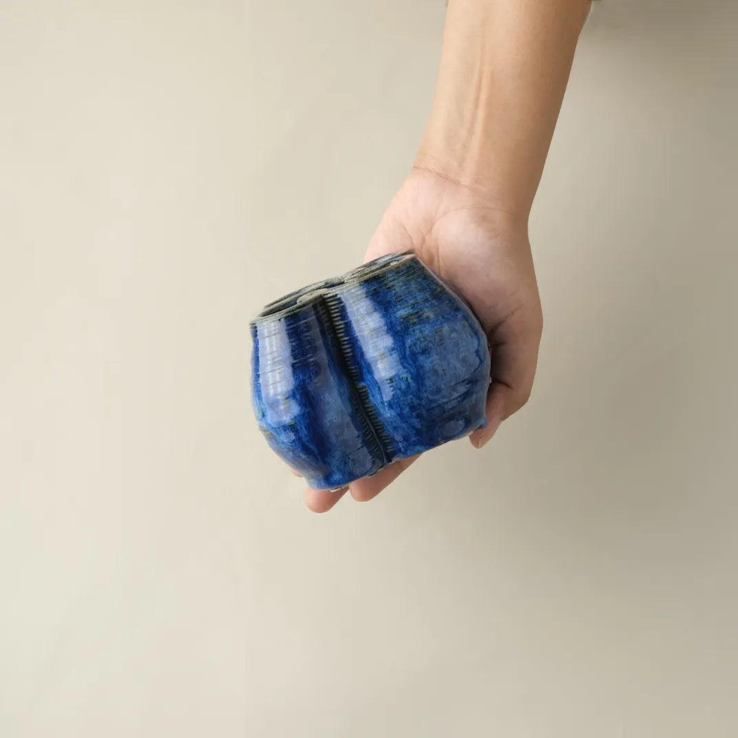 blue Ceramic Cutlery Holder 3D printed size demo #color_sapphire blue