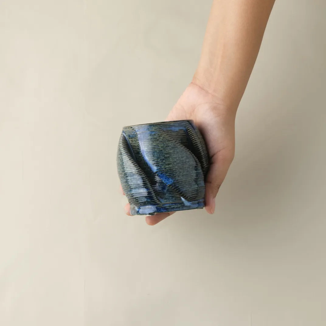 blue Ceramic Cutlery Holder 3D printed size demo #color_sapphire blue