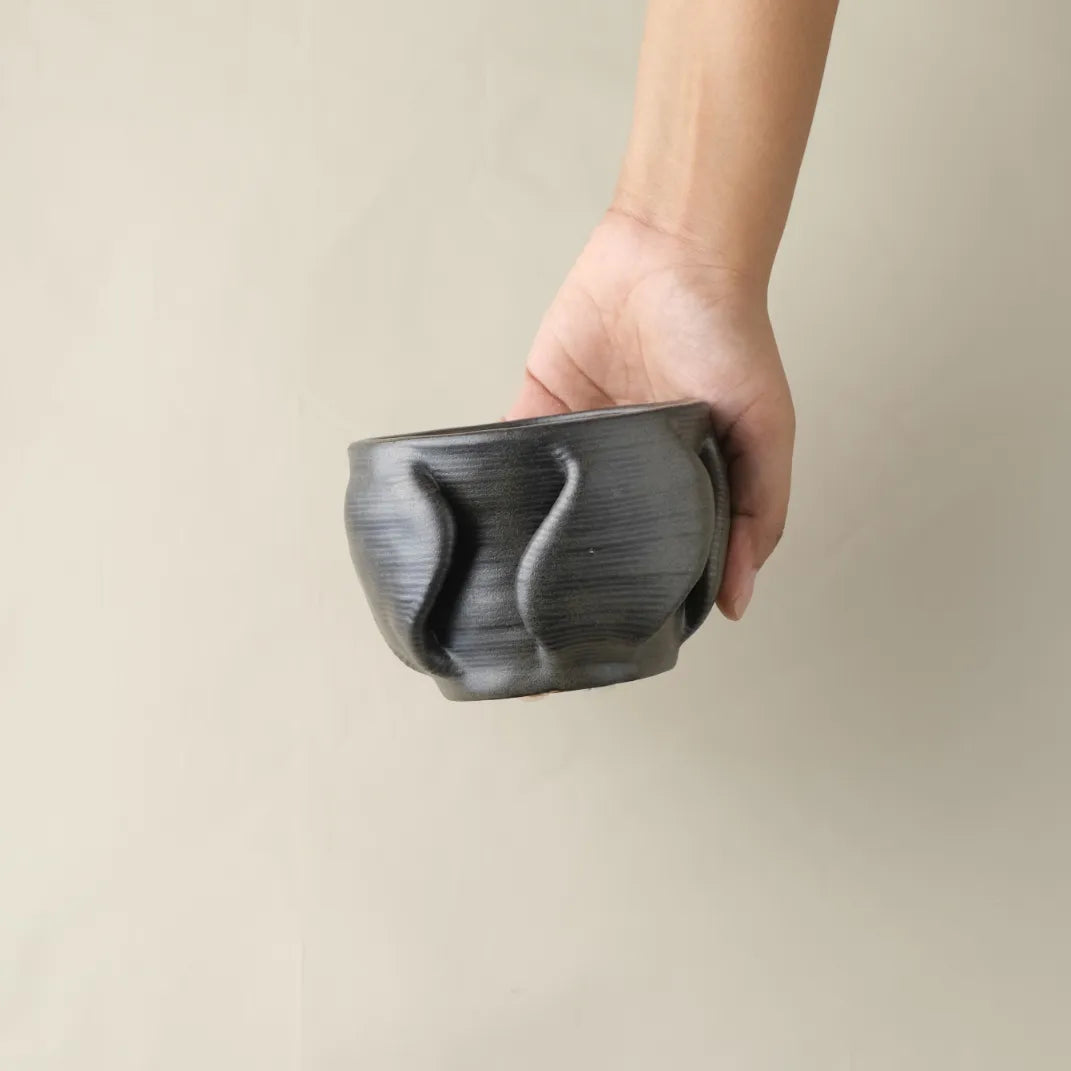 black Ceramic Planter 3D printed size demo #color_black