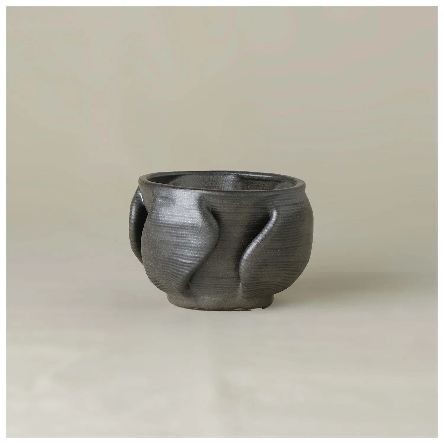 black Ceramic Planter 3D printed front view #color_black