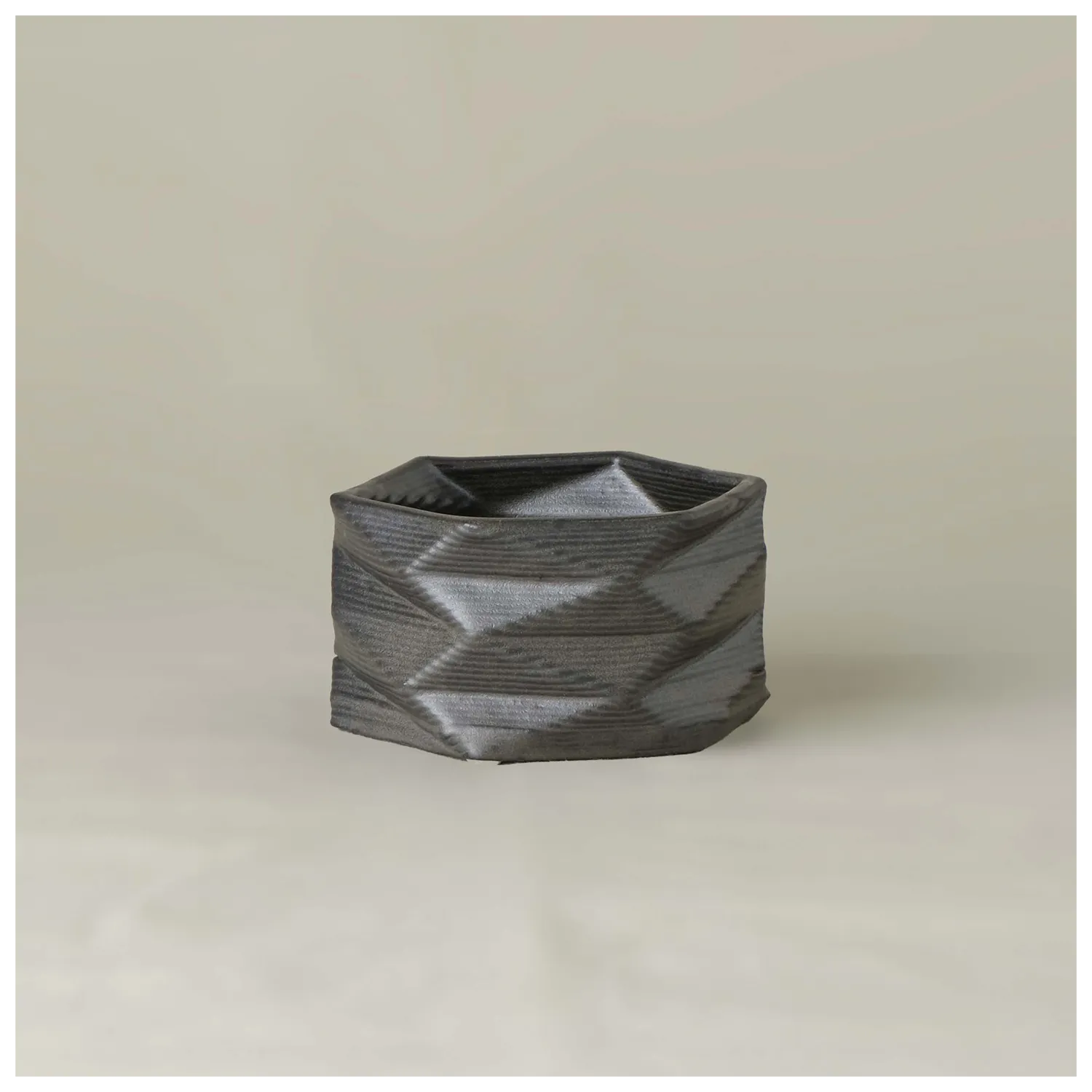 black Ceramic Planter 3D printed front view #color_black