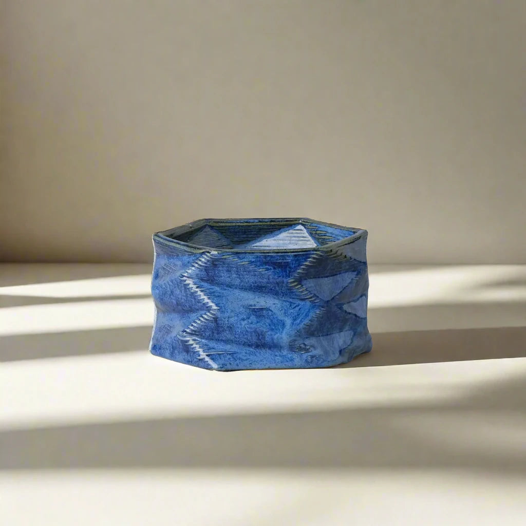 blue Ceramic Planter 3D printed front view #color_sapphire blue