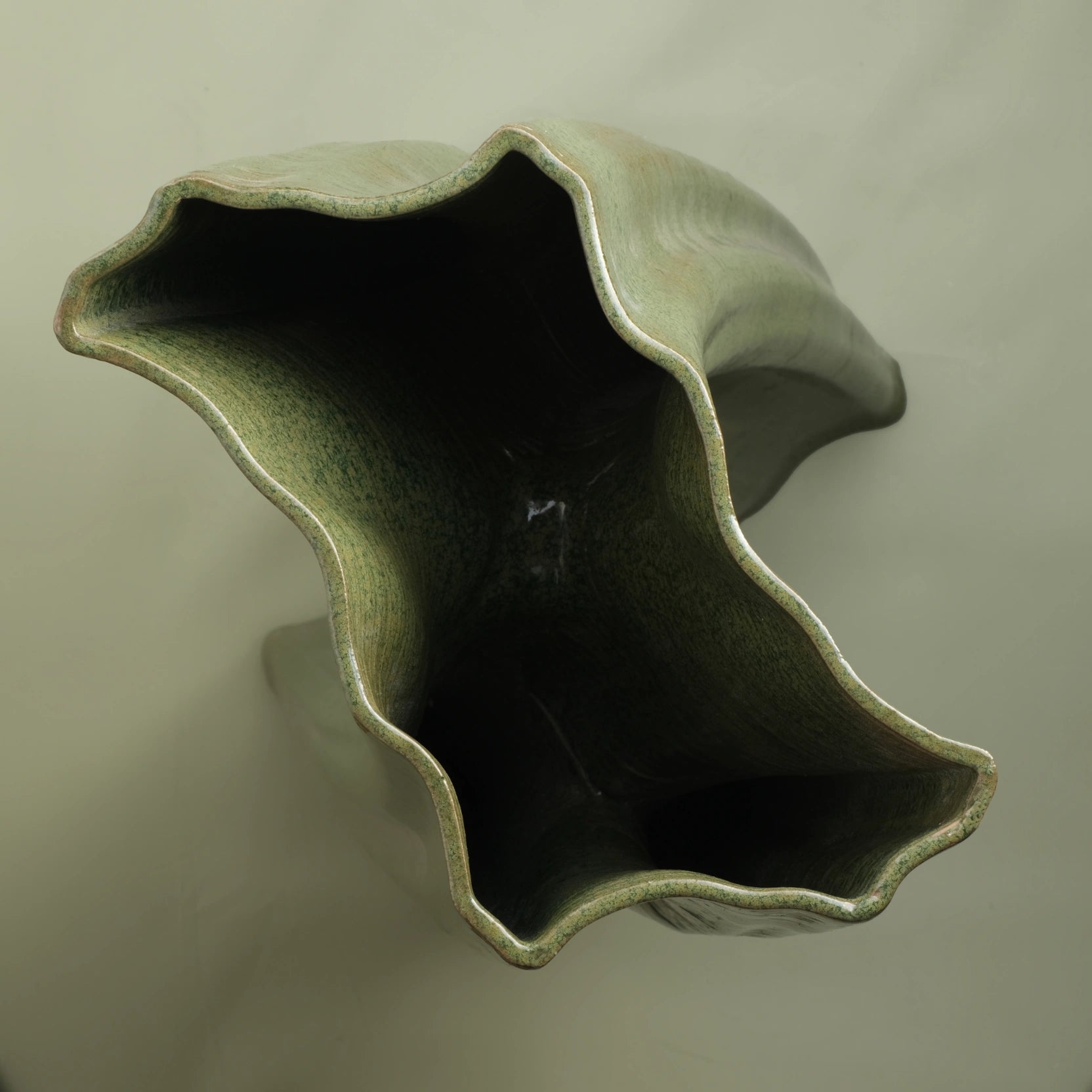 green Ceramic sculpture 3D printed top view #color_olive green