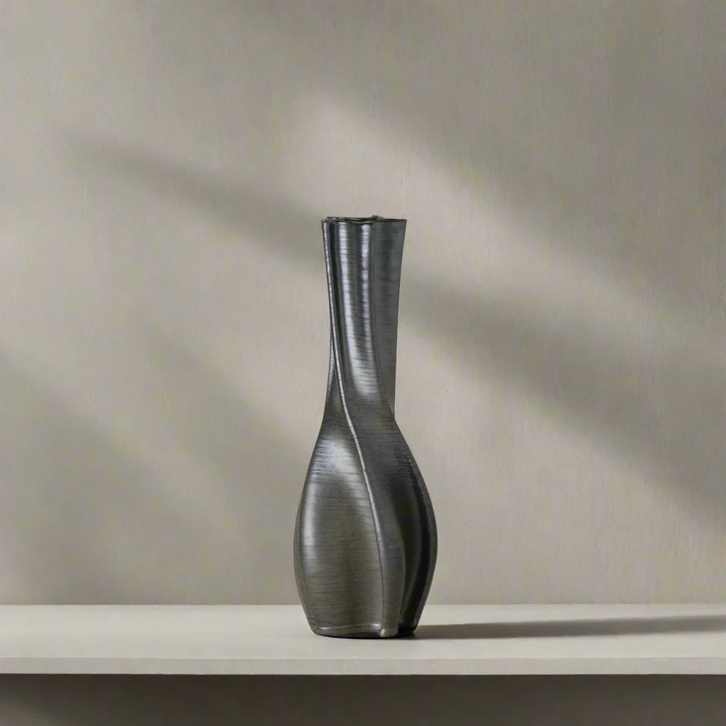 black Ceramic Table Vase 3D printed front view #color_black