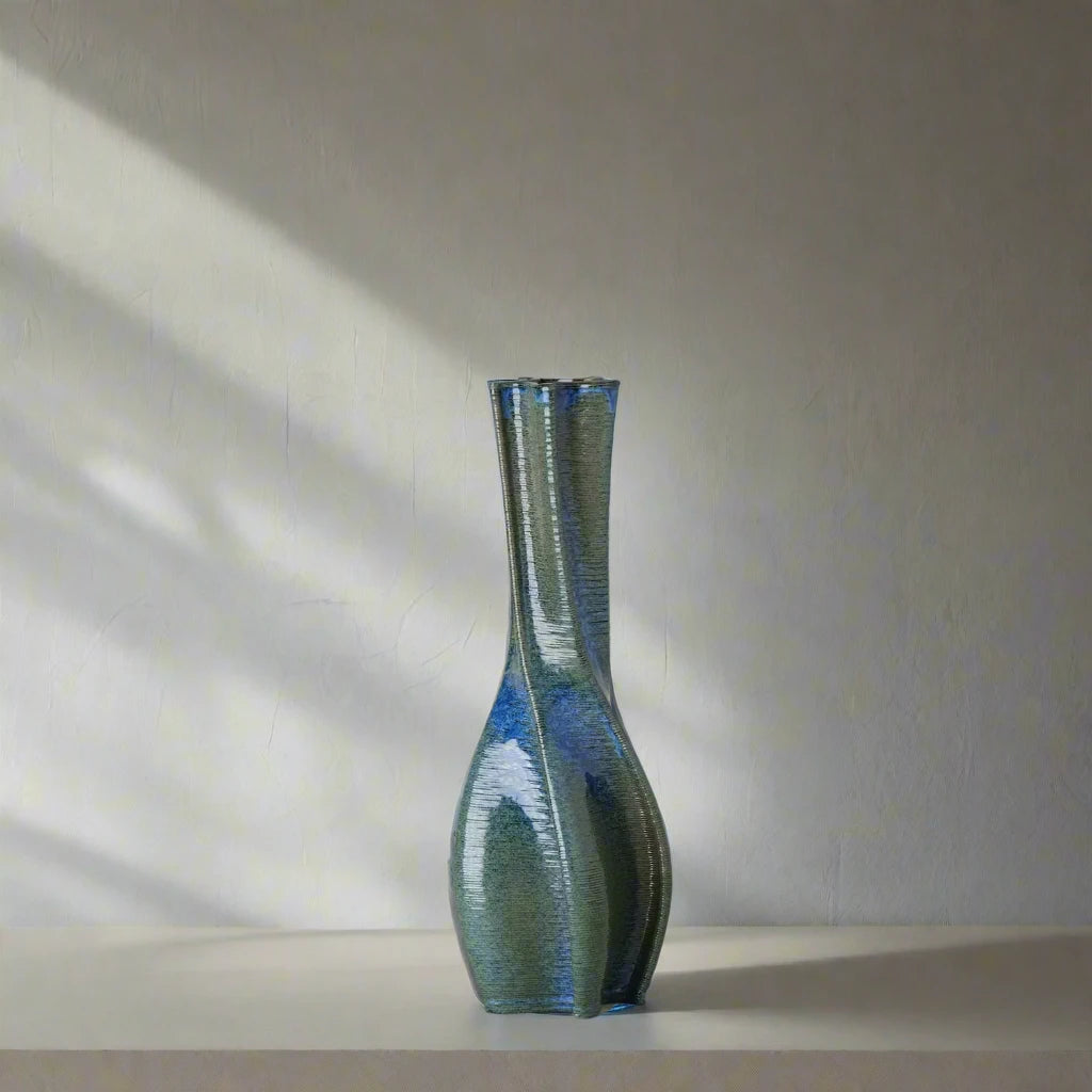 blue Ceramic Flower Vase 3D printed front view #color_sapphire blue