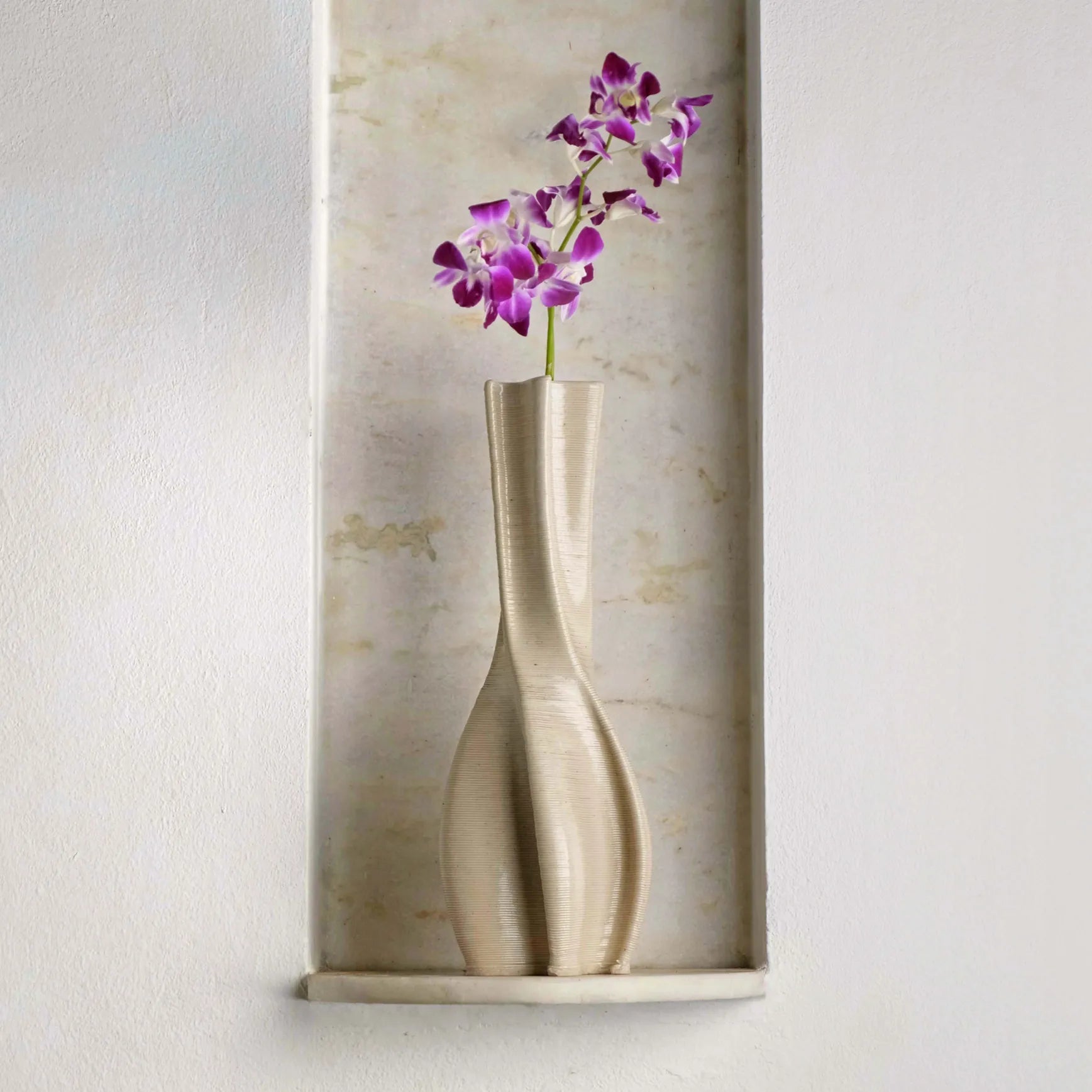 white Ceramic Flower Vase 3D printed with flowers #color_white