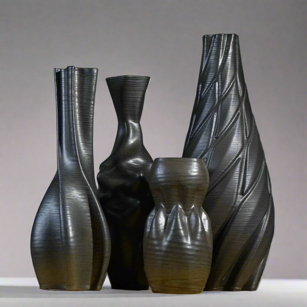 3d printed black ceramic vases