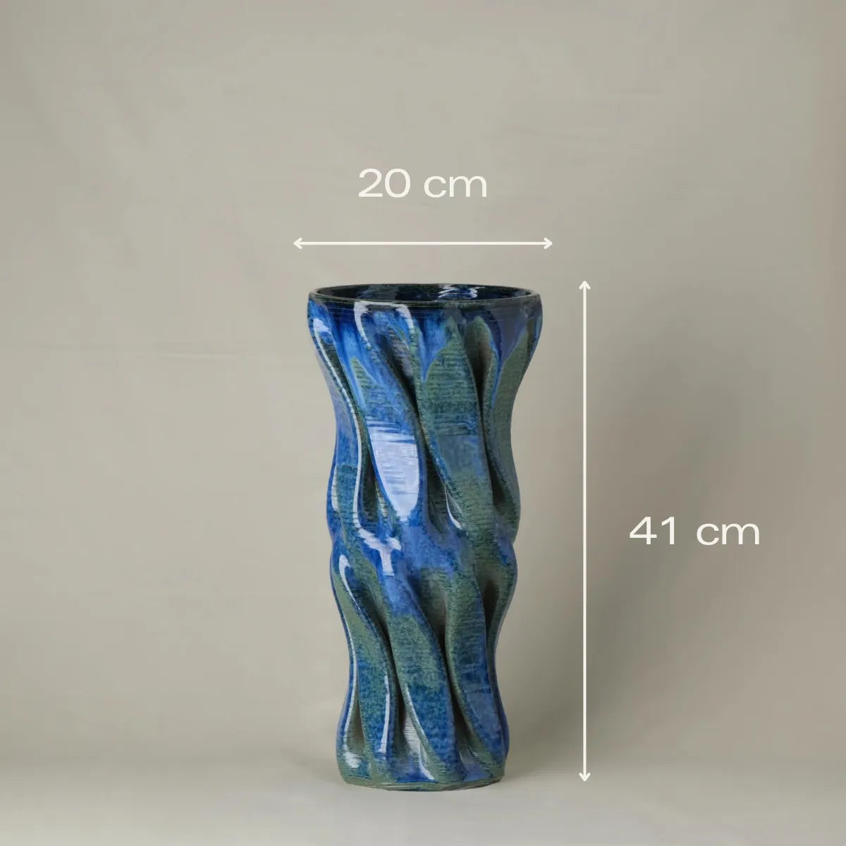 Tall blue ceramic floor vase #color_sapphire blue