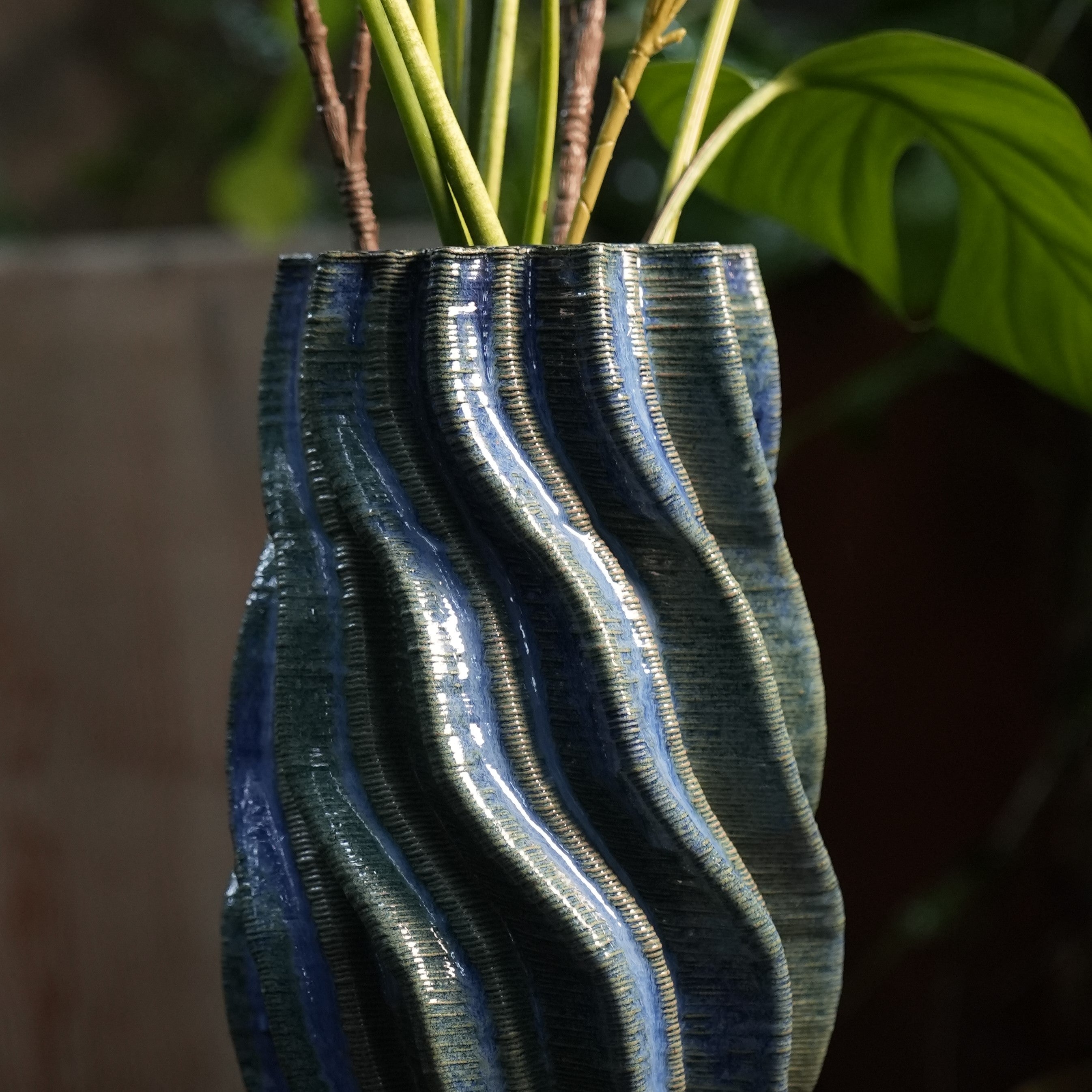 Ceramic vase texture close up #color_sapphire blue