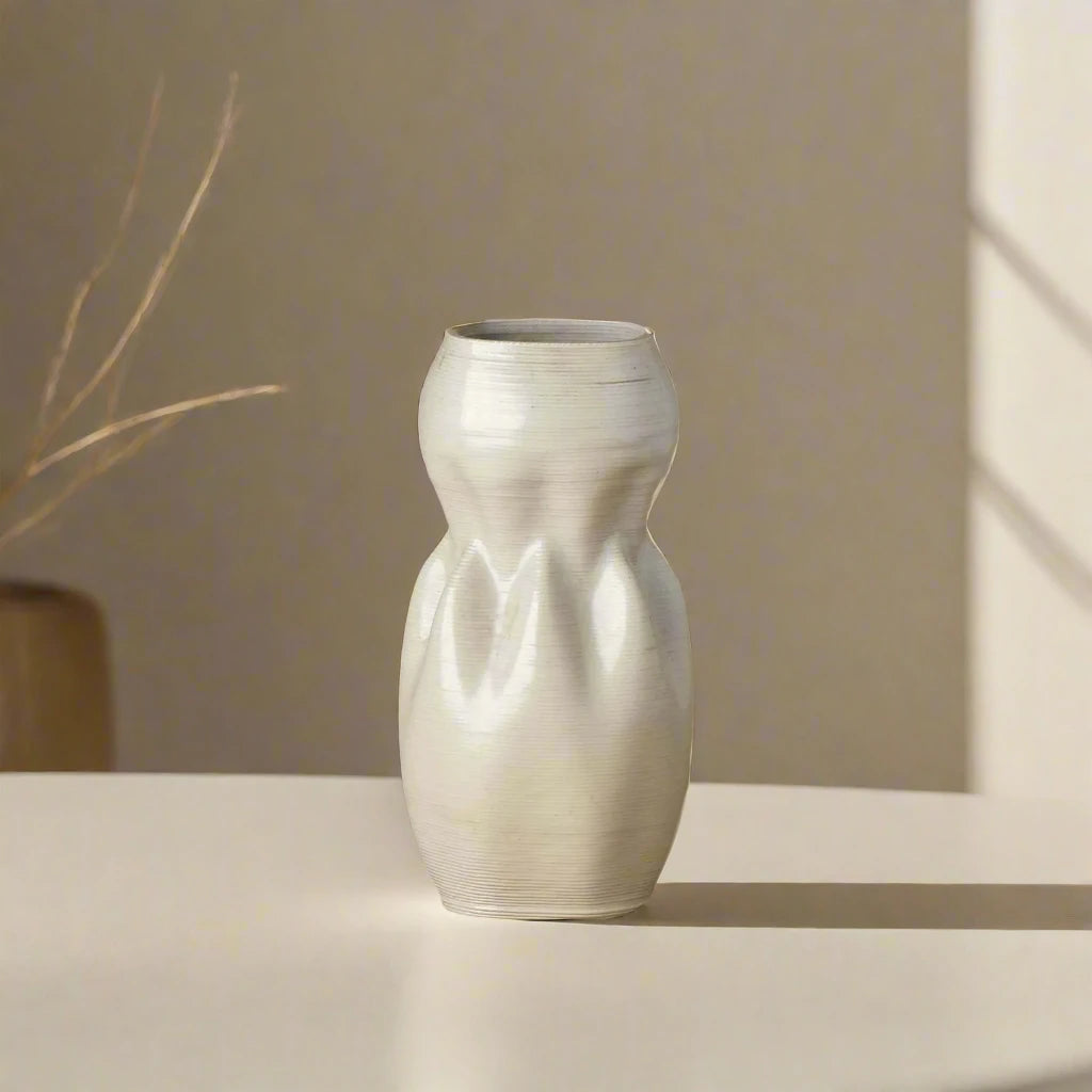  white Ceramic Flower Vase 3D printed front view #color_white