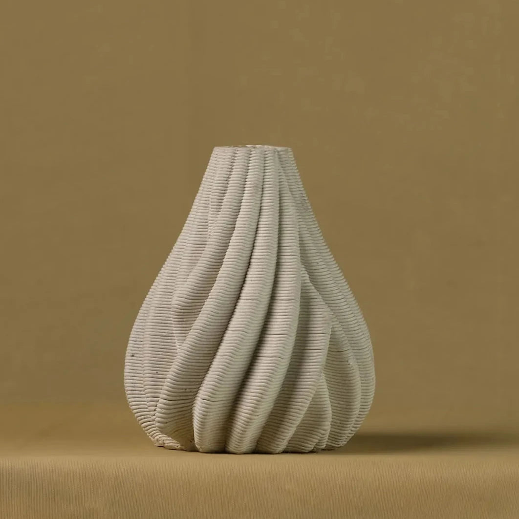 white ceramic small vase with unique design #color_white