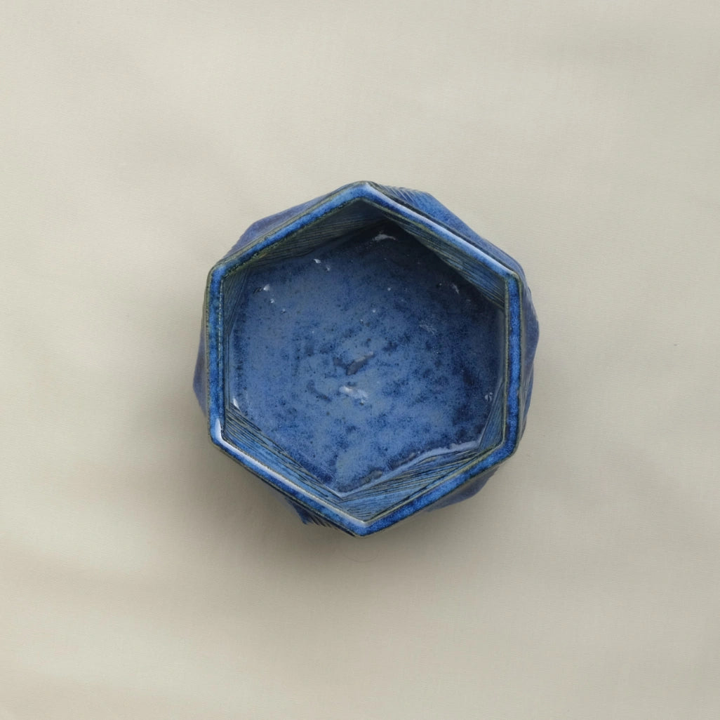  blue Ceramic Planter 3D printed top view #color_sapphire blue