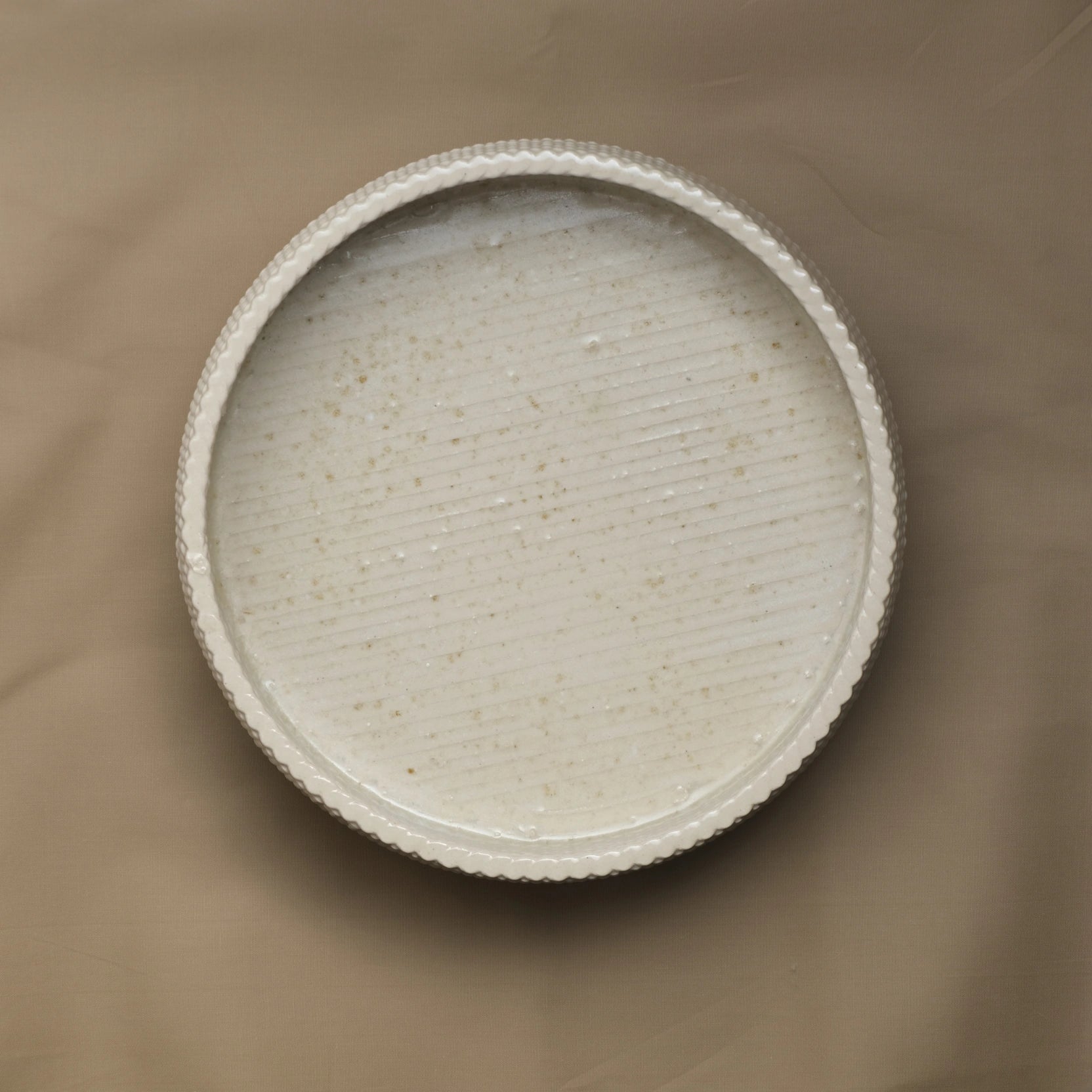 Round white Ceramic Decorative Tray 3D printed top view #color_white