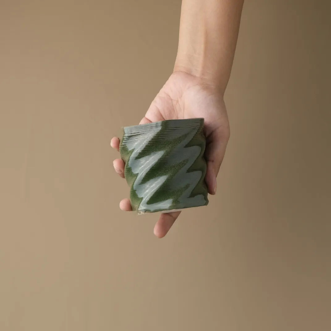  green Ceramic Planter 3D printed size demo #color_olive green