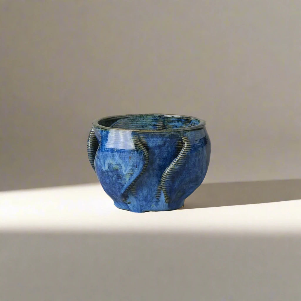  blue Ceramic Planter 3D printed front view #color_sapphire blue