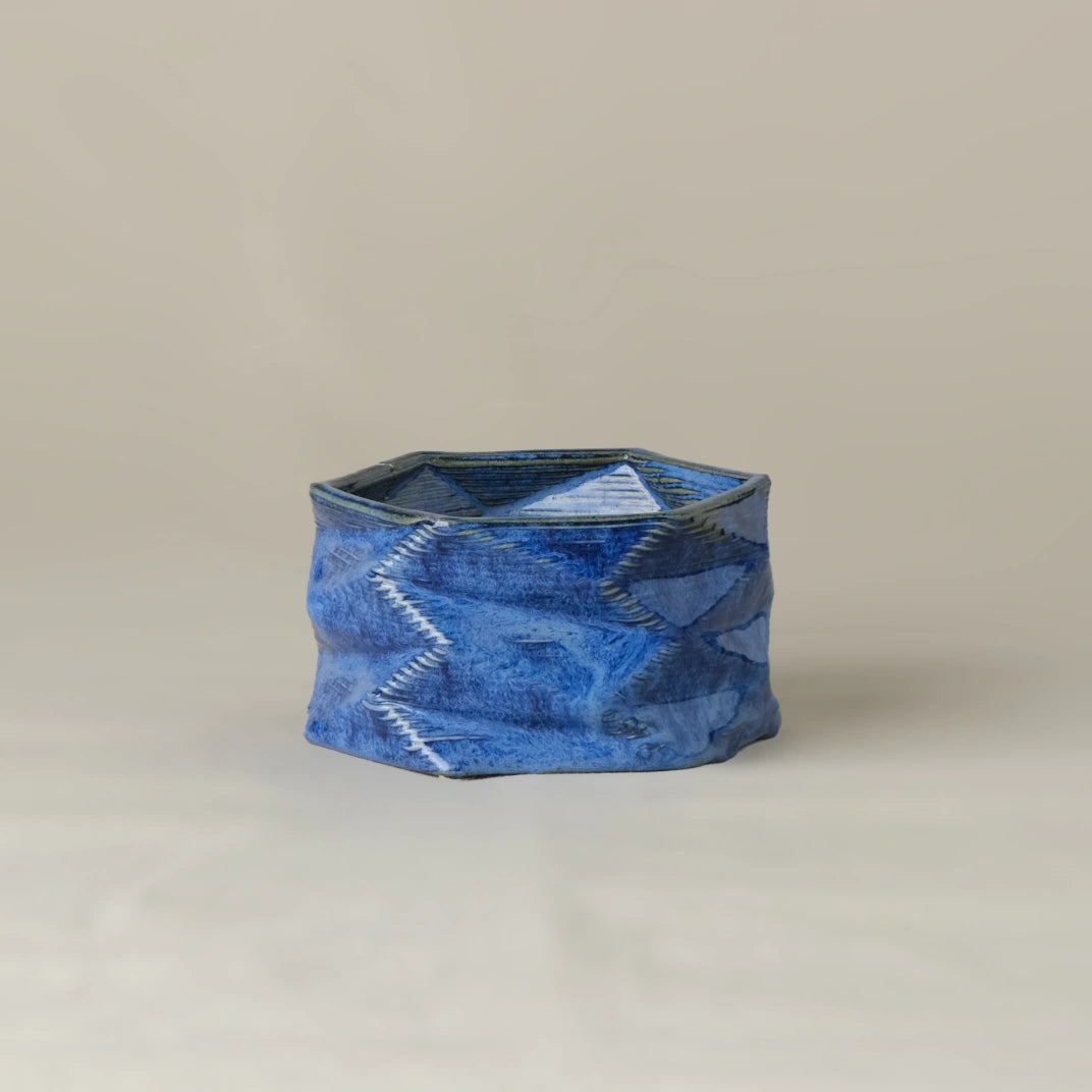  blue Ceramic Planter 3D printed front view #color_sapphire blue