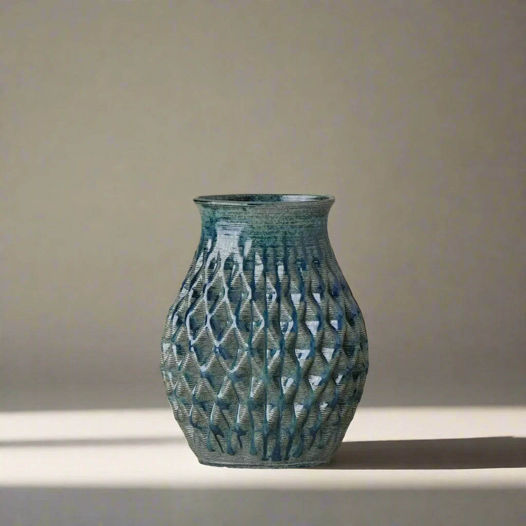  blue Ceramic Table Vase 3D printed front view #color_sapphire blue