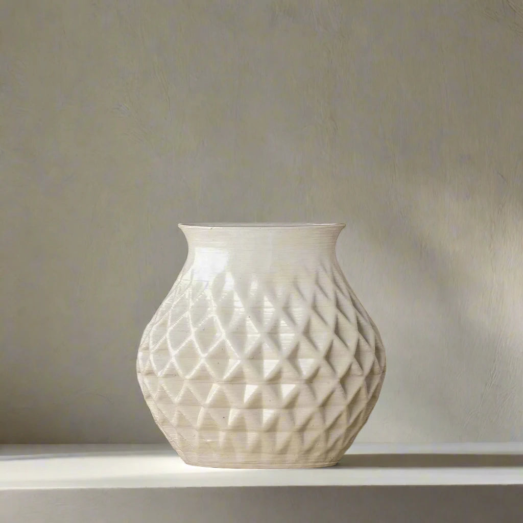 Large white Ceramic Table Vase 3D printed front view #color_white