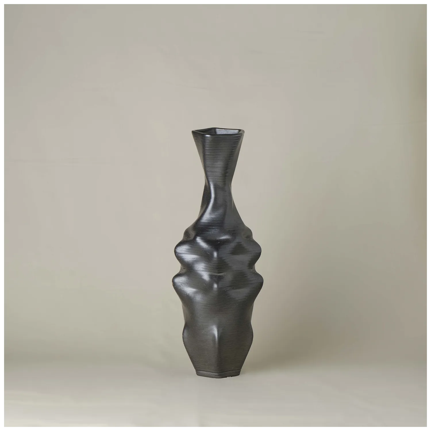 Large black Ceramic Table Vase 3D printed front view #color_black