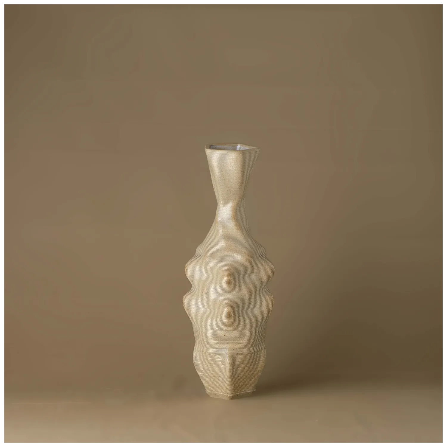 Large white Ceramic Table Vase 3D printed front view #color_white