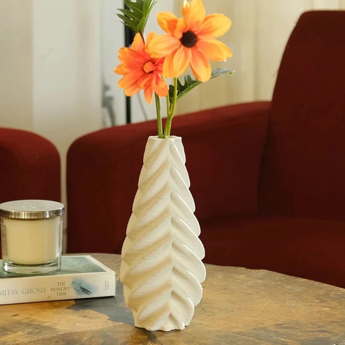 White ceramic vase for living room