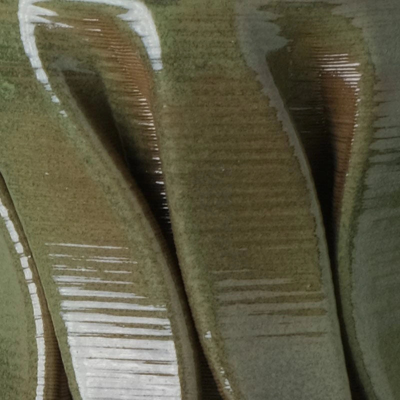 Tall green Ceramic floor vase 3D printed texture #color_olive green