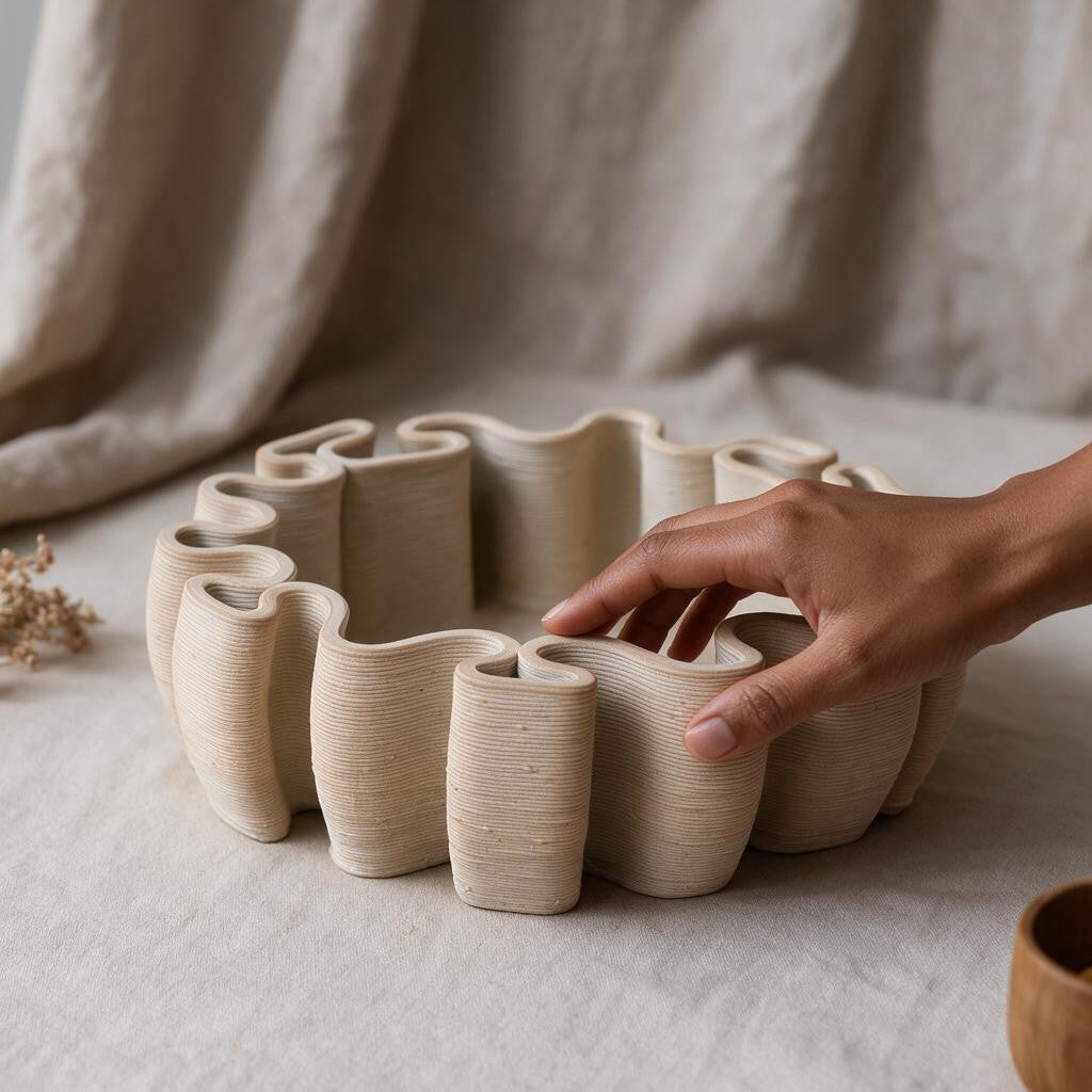 Ripple sculptural ceramic tray #color_white