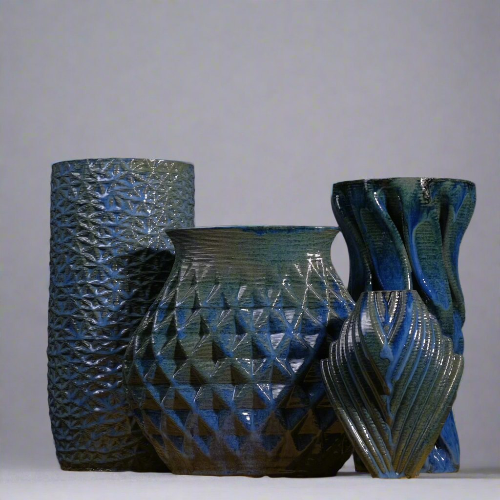 Blue ceramic vases