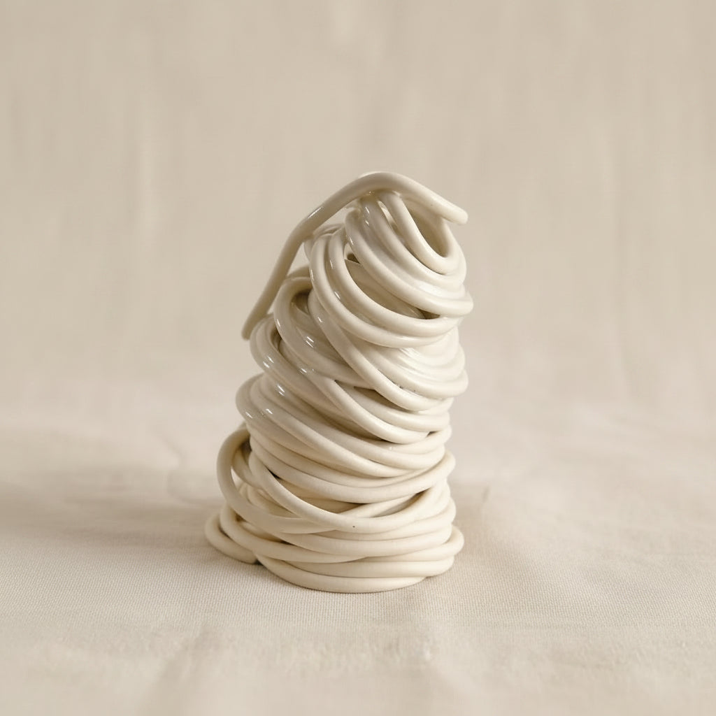 Ceramic table accent, ceramic pen holder, ceramic bud vase  #color_white 