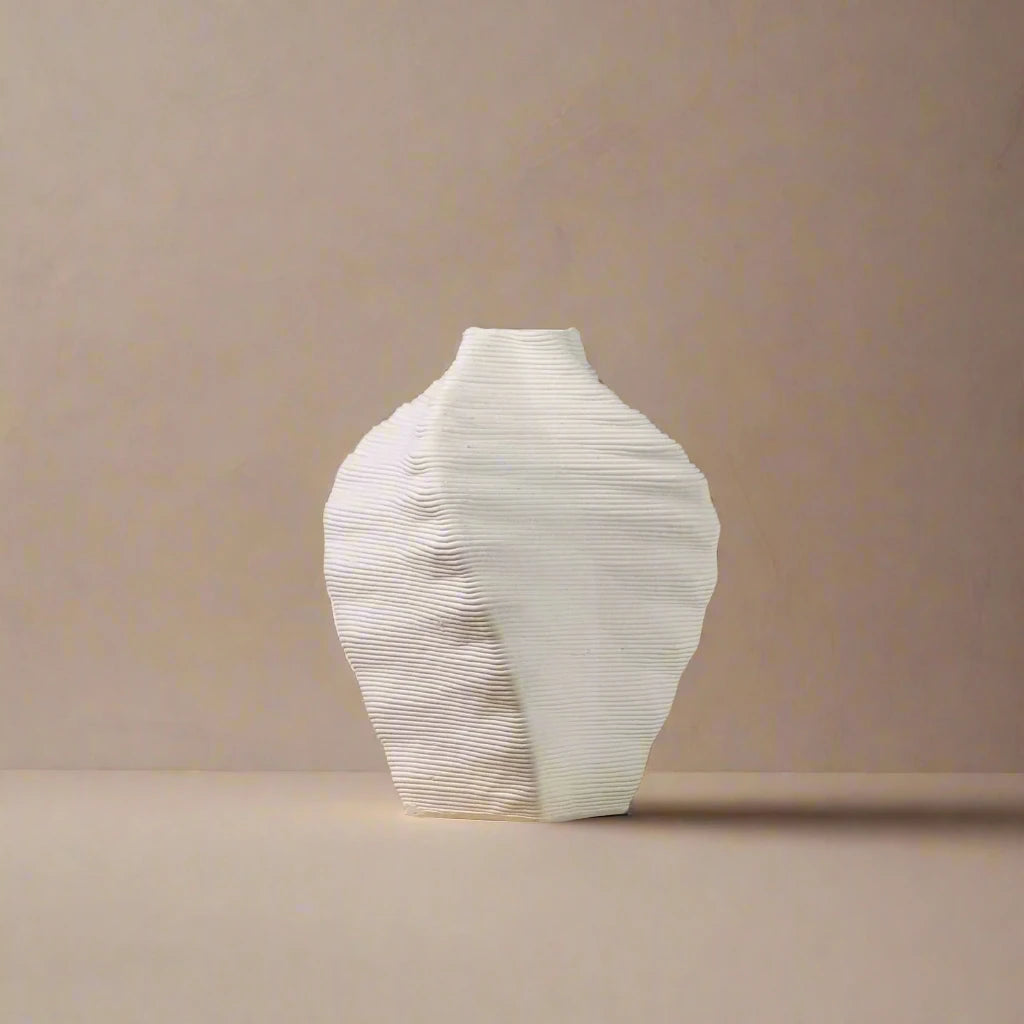 Small ceramic vase for flowers, unique 3D printed design