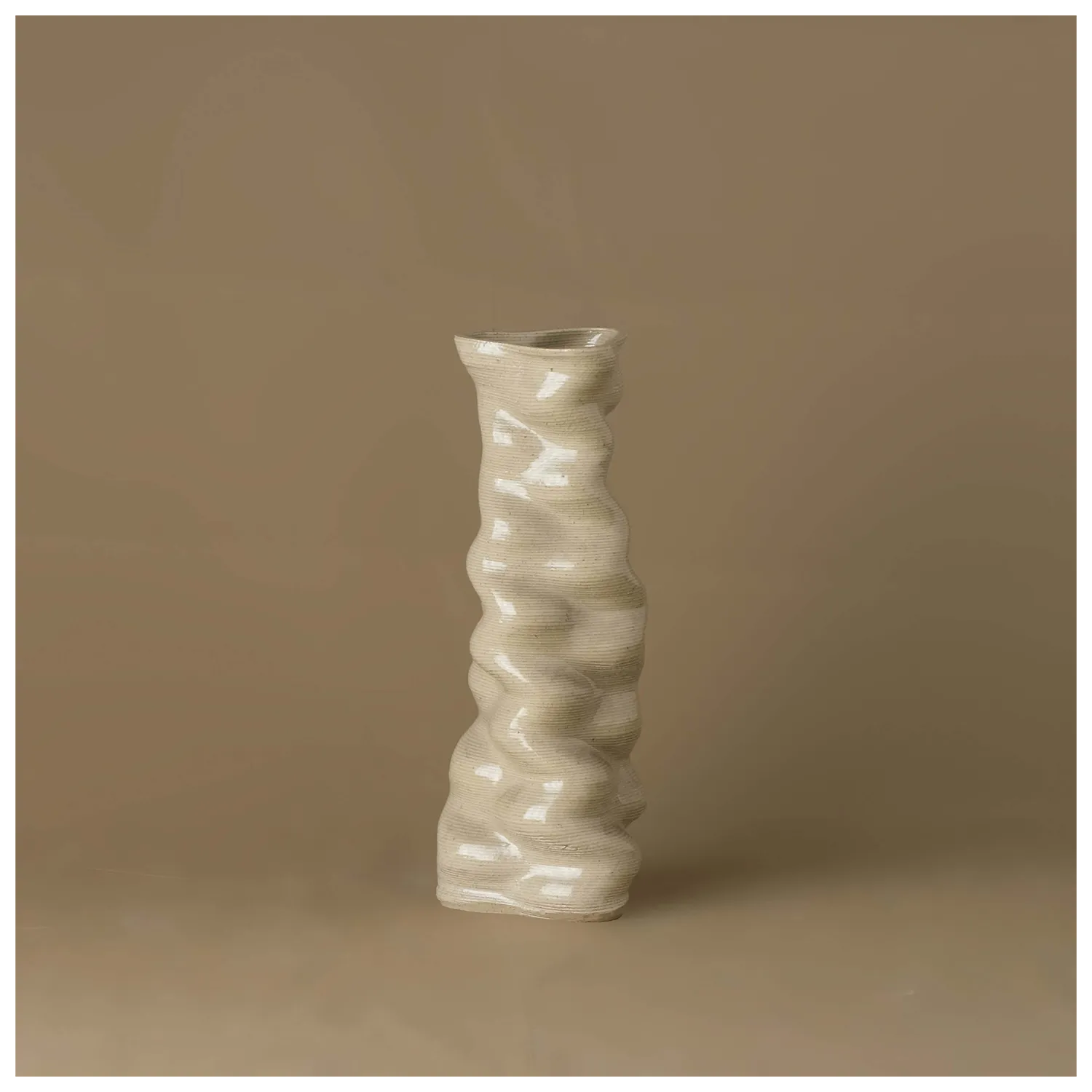 Small white Ceramic Table Vase 3D printed front view #color_white