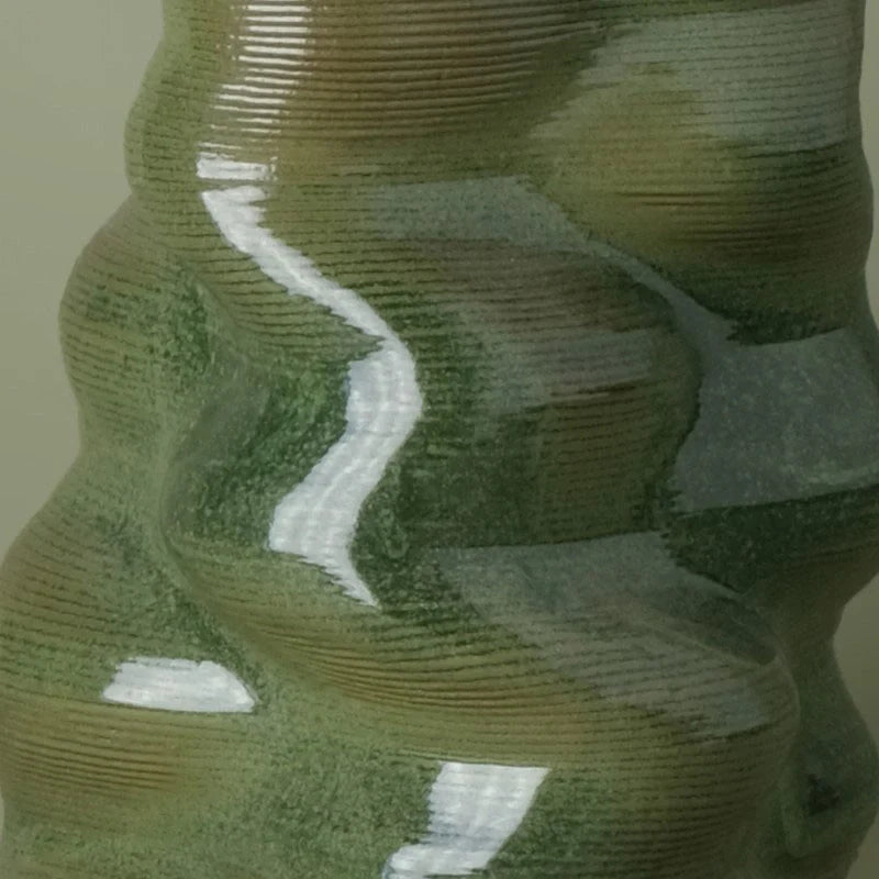 Big green Ceramic floor vase 3D printed texture #color_olive green