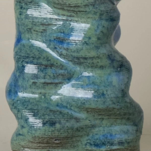 Small blue Ceramic Table Vase 3D printed texture #color_sapphire blue