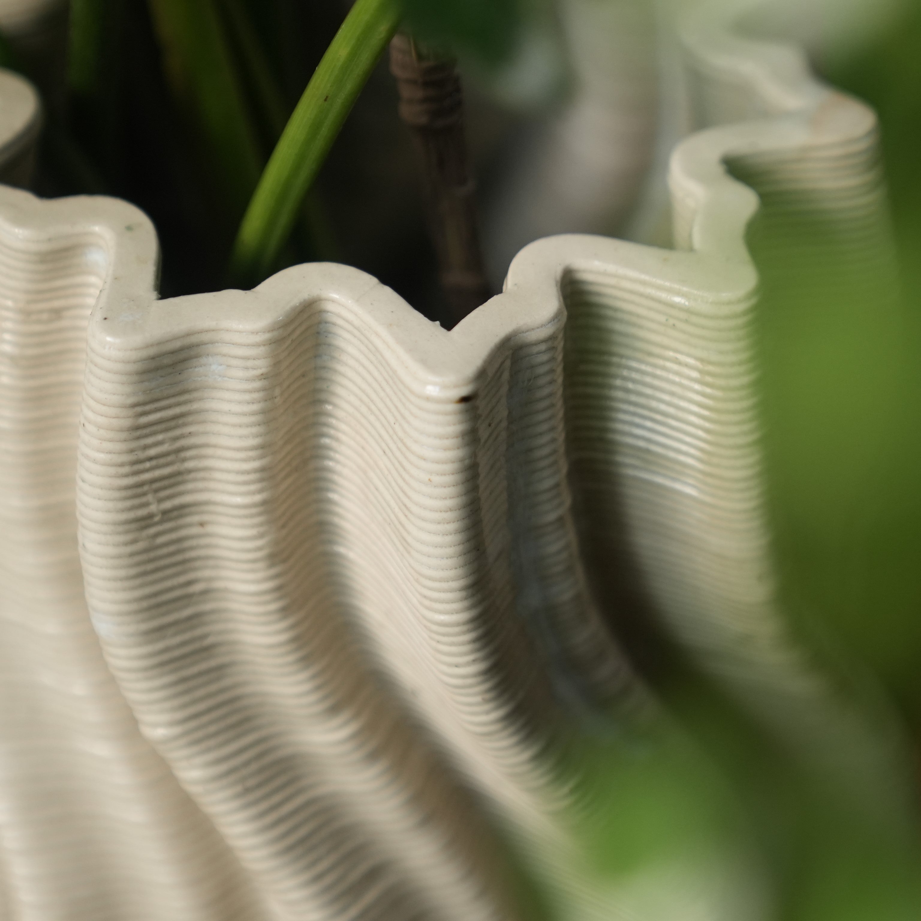 Close up view of ceramic vase texture #color_white